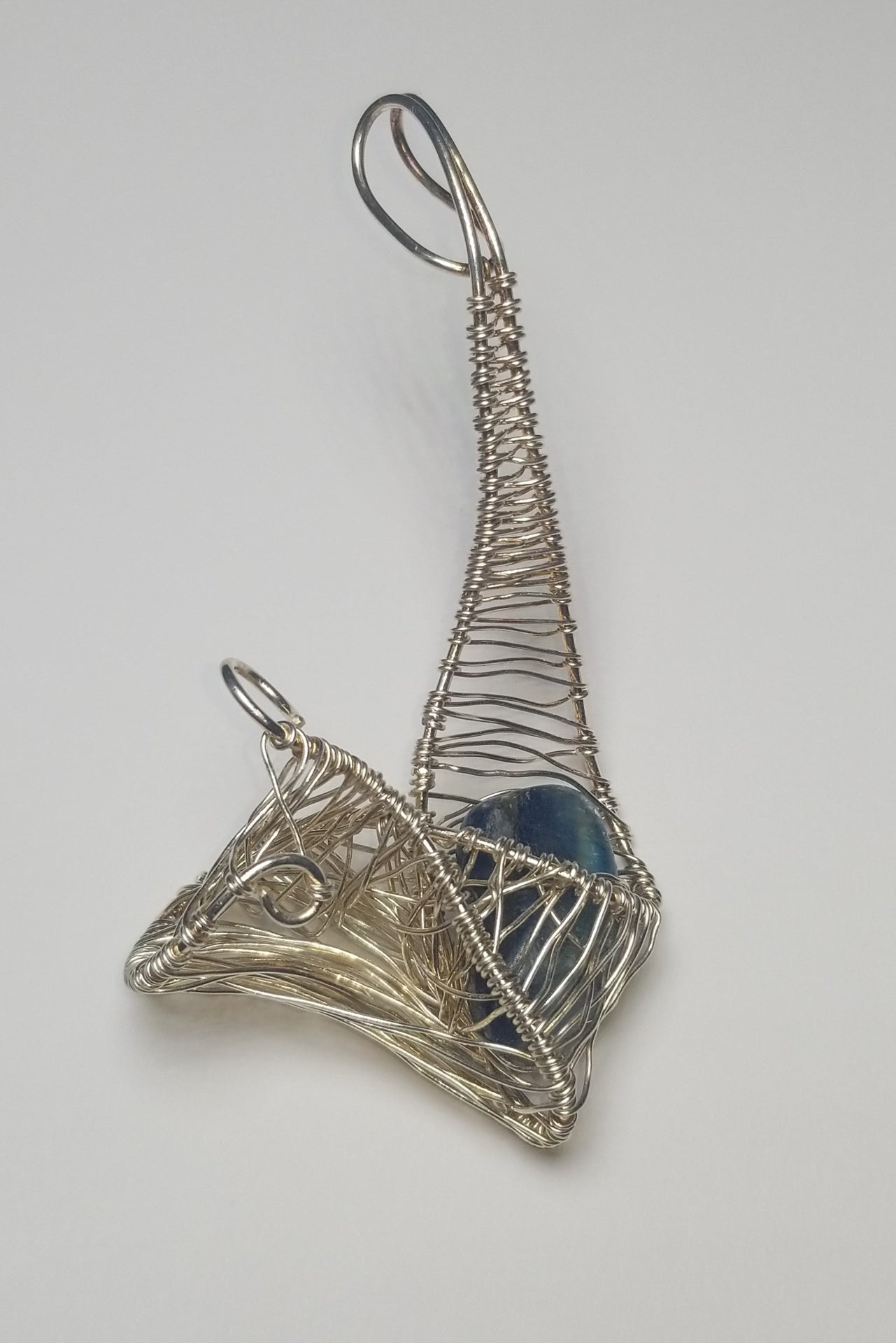 The Mermaid - Blue Labradorite & Fine Silver Pendant Sculpture