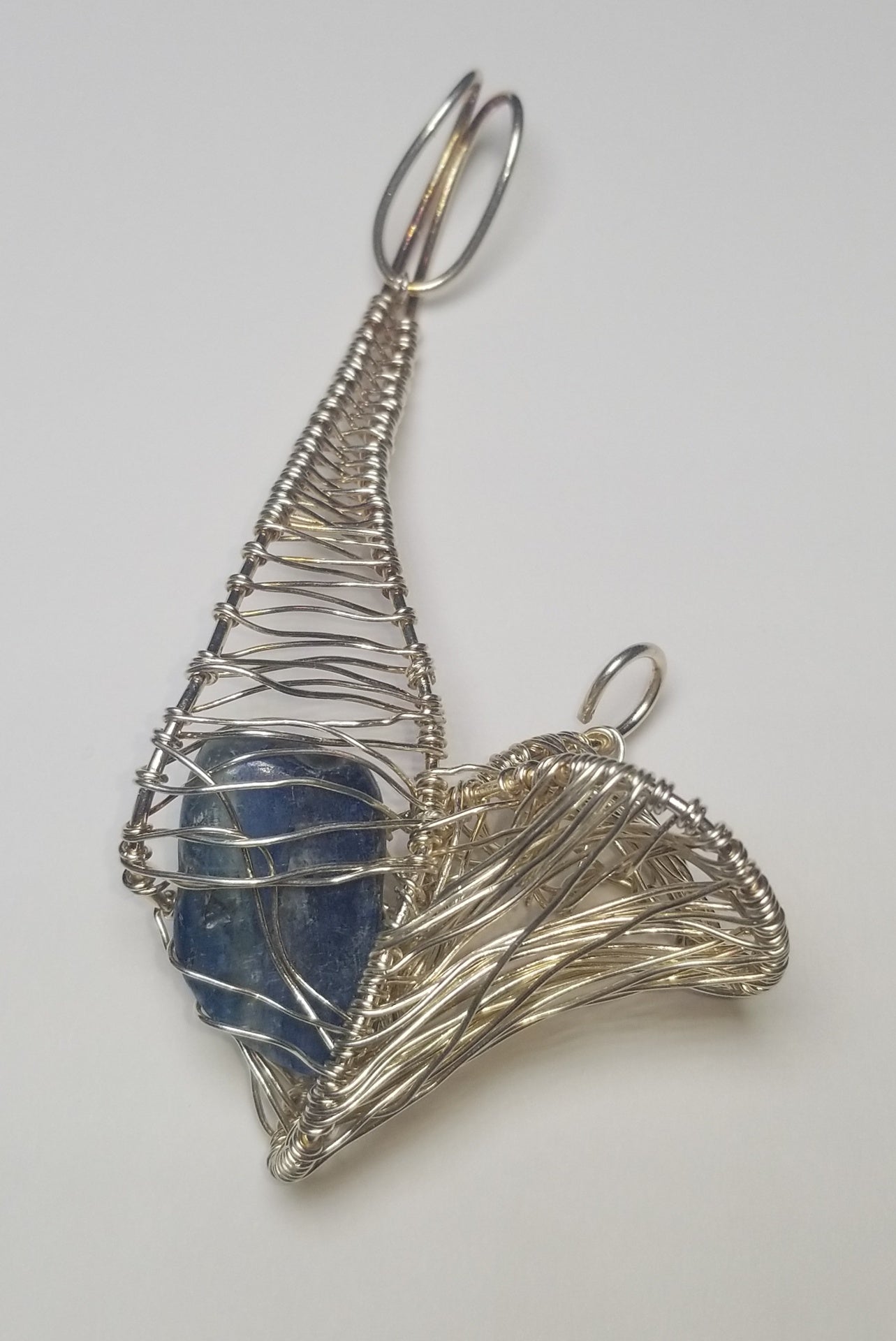 The Mermaid - Blue Labradorite & Fine Silver Pendant Sculpture