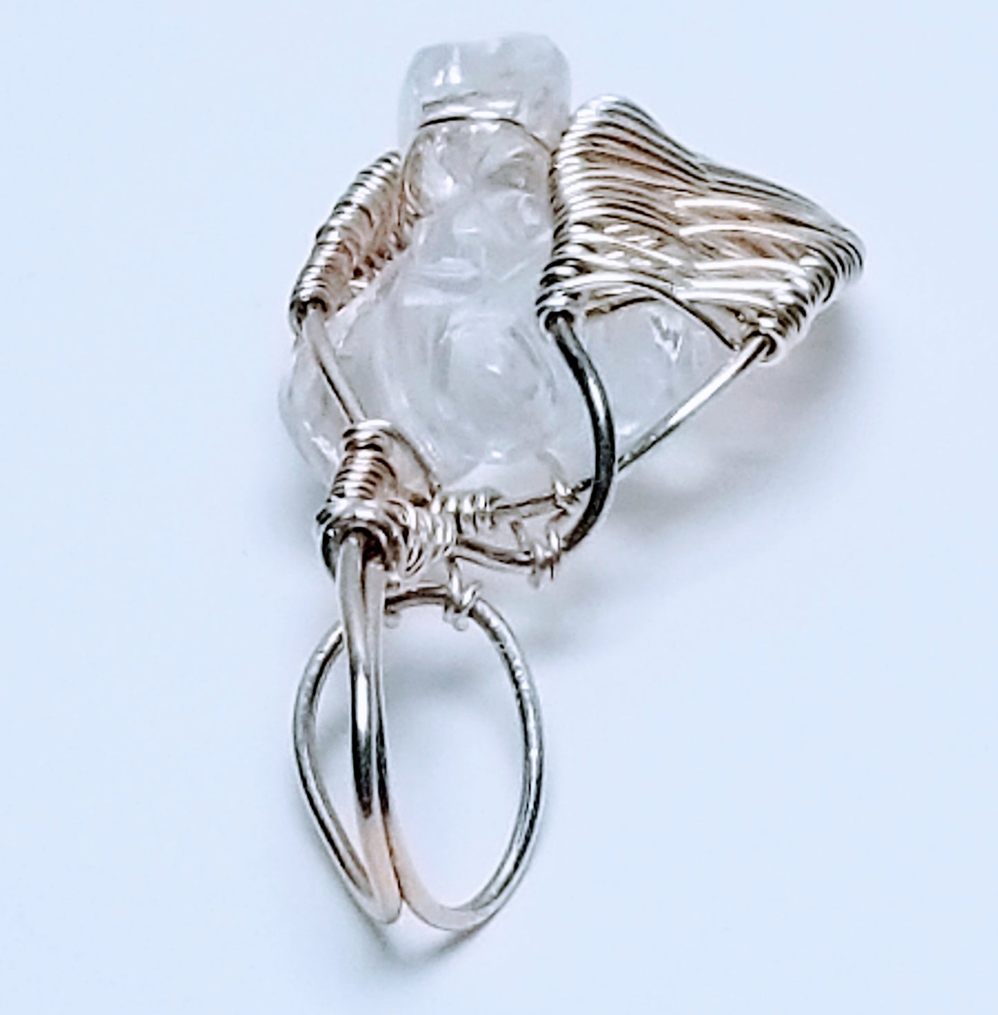 Tear of an Angel - Clear Quartz Carved Angel Crystal & Fine Silver Pendant